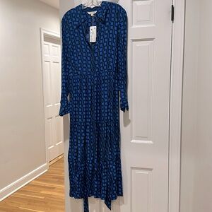 Boden blue tie front dress, size 16-18. New with tags